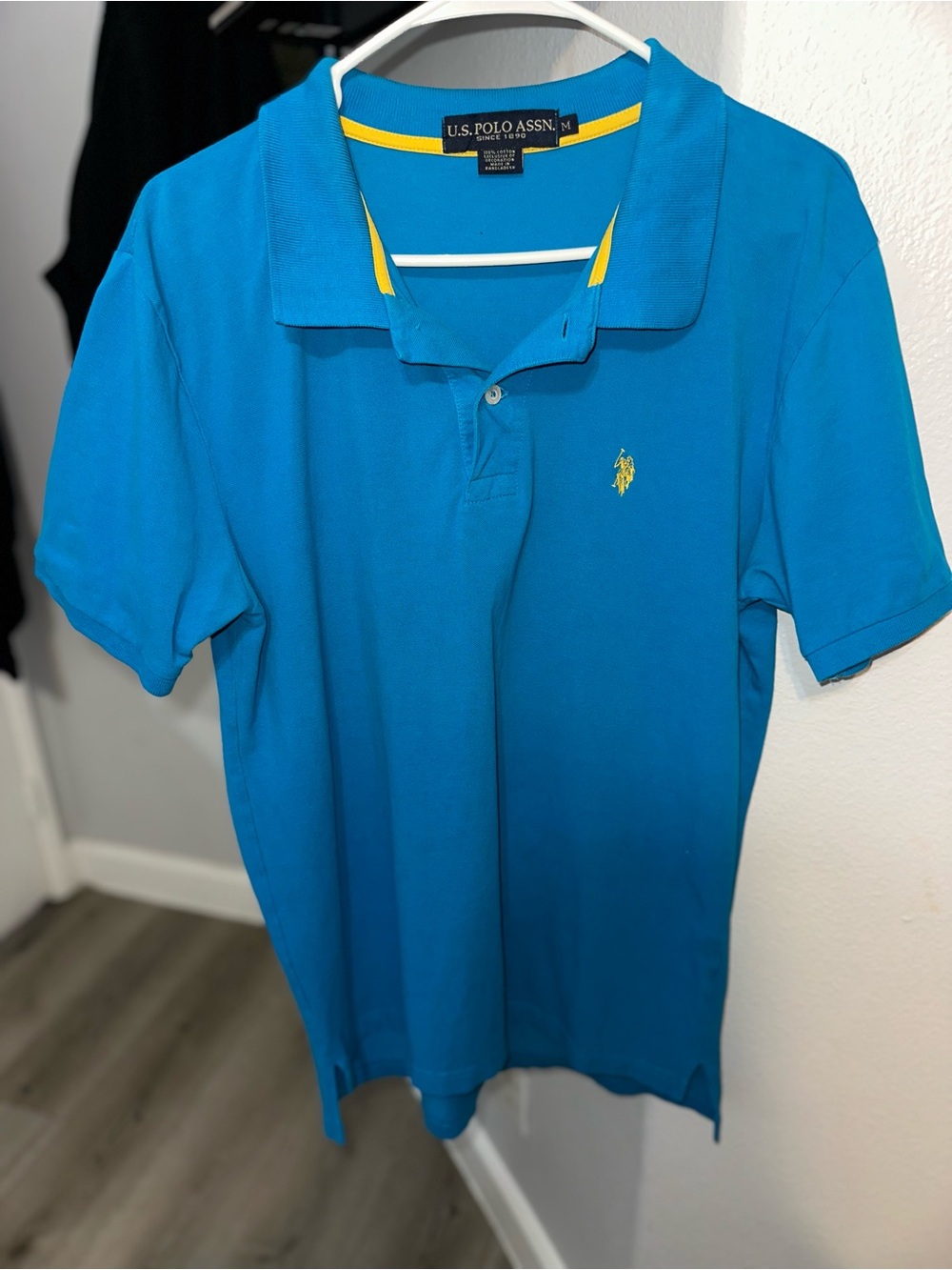 U.S. Polo Assn. Bright Blue Polo with Yellow Logo Trim